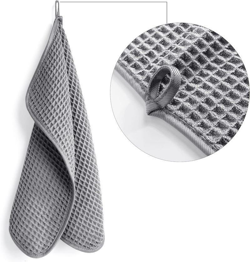 Polyte 430 GSM Microfiber Lint Free Washcloth Face Towel, 13 x 13 in, 4 Pack (Waffle Weave) - Image 2